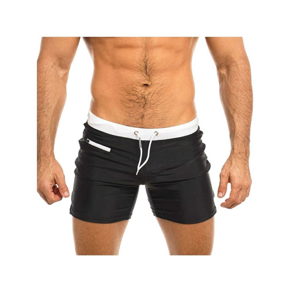 Taddlee Men's Swimwear Swim Shorts‎ Trunks Square Cut Black Swimsuits Boxers
